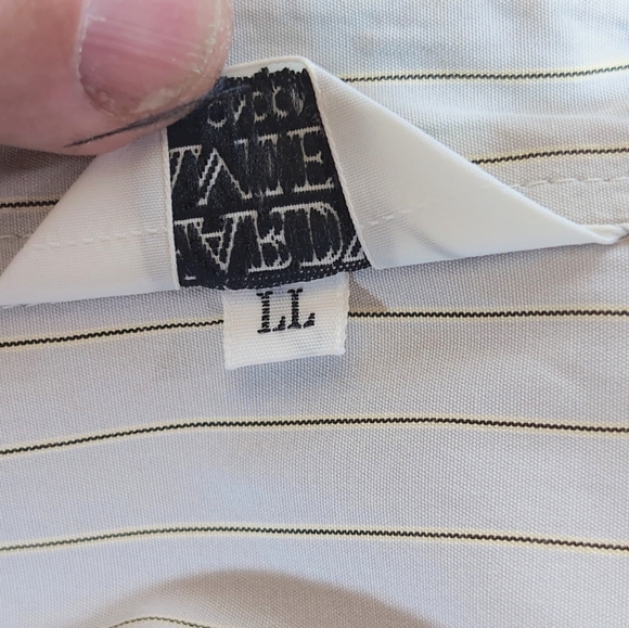 Hardy Aimes Sz L Tan Striped Button-Up Shirt with Embroidered Logo - Picture 6 of 7